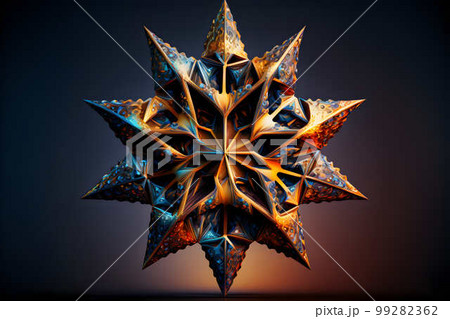 Colorful geometric fractal star created with generative AI technology 99282362