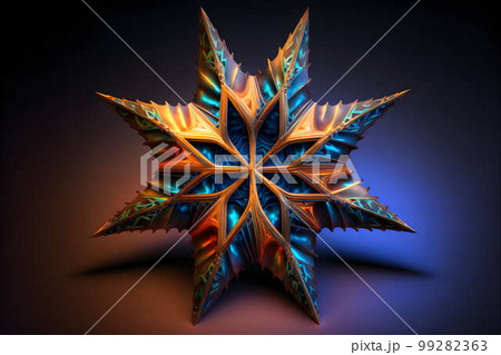 Colorful geometric fractal star created with generative AI technology 99282363