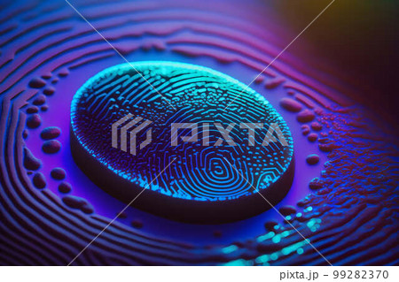 Fingerprint on scanner glowing in ultraviolet created with generative AI technology Fingerprint on scanner glowing in ultraviolet created with generative AI technology 99282370