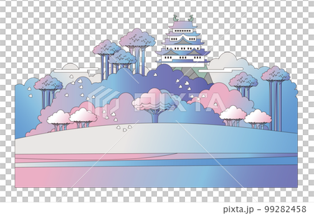 Nagoya Castle. Scenery with cherry blossom park and castle tower 99282458