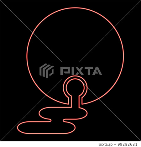 Neon oil flowing from barrel fuel flows out Environmental pollution crude spill red color vector illustration image flat style 99282631