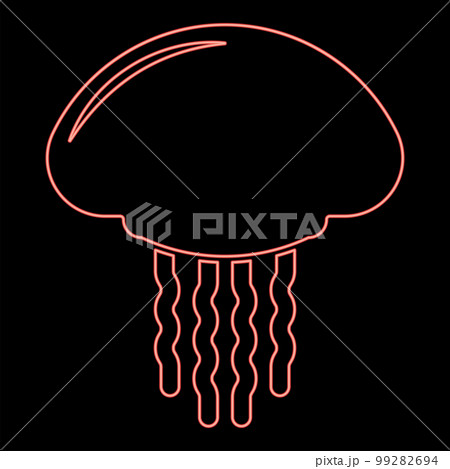 Neon jellyfish red color vector illustration image flat style 99282694