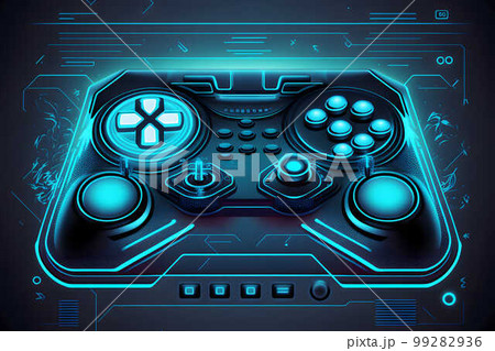 Neon Future Game controller created with generative AI technology Neon Future Game controller created with generative AI technology 99282936