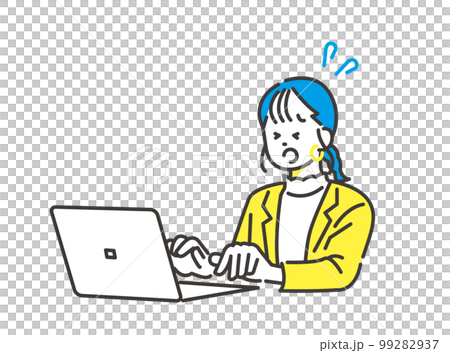 パソコン作業が終わらないで困っている女性社員 99282937