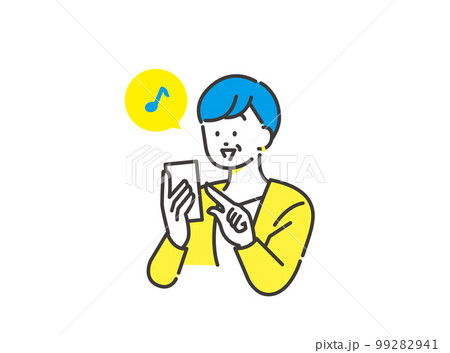 スマホ決済するミドル女性 イラスト イメージ素材 99282941