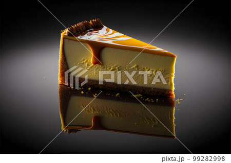 Cheesecake on black background created with generative AI technology 99282998