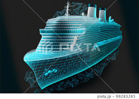 Hologram cruise liner, created with generative AI technology Hologram cruise liner, created with generative AI technology 99283265