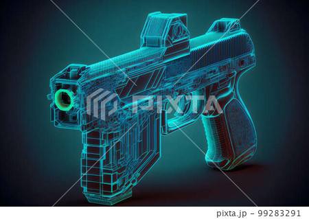 Hologram of gun , created with generative AI technology 99283291