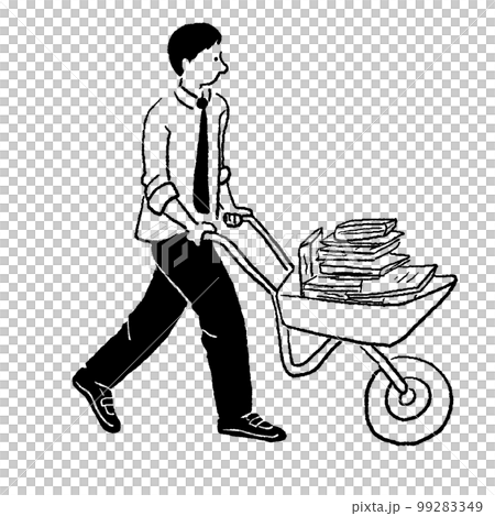 三輪車で本を運ぶ男性 99283349