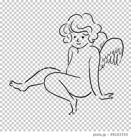 Vector line drawing of an angel Vector line drawing of an angel 99283350