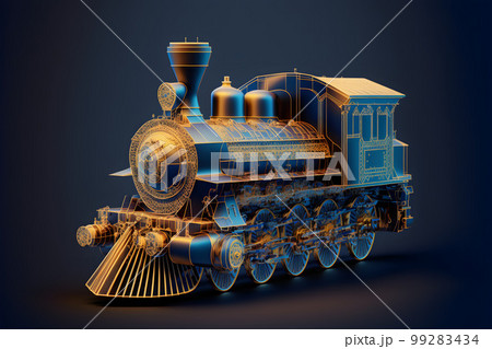 Hologram steam locomotive created with generative AI technology 99283434