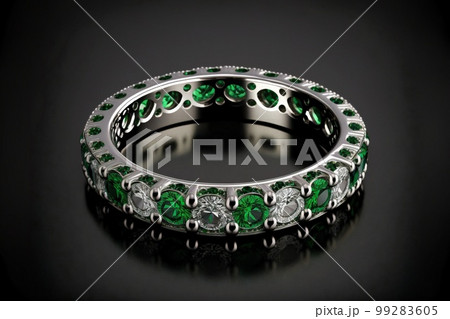 Emerald and Diamond Eternity Ring created with generative AI technology 99283605