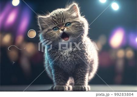 Cats as rock stars at concert created with generative AI technology Cats as rock stars at concert created with generative AI technology 99283804