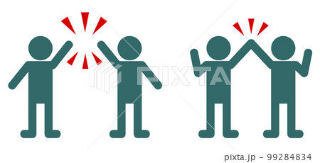 成功して喜んでハイタッチする人のイラスト 99284834