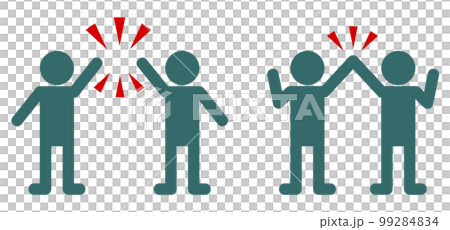 Illustration of a person giving a high five happily with success 99284834