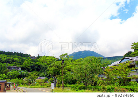 【神奈川】初夏の箱根　芦ノ湖前から見上げる箱根山 99284960