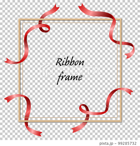 Illustration of a wooden frame decorated with a red ribbon (white background, vector, clipping) Illustration of a wooden frame decorated with a red ribbon (white background, vector, clipping) 99285732