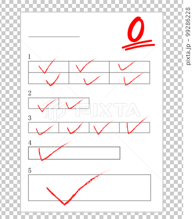 0点のテスト用紙。不合格。 99286228