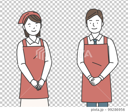スーパーの男性店員と女性店員 99286956
