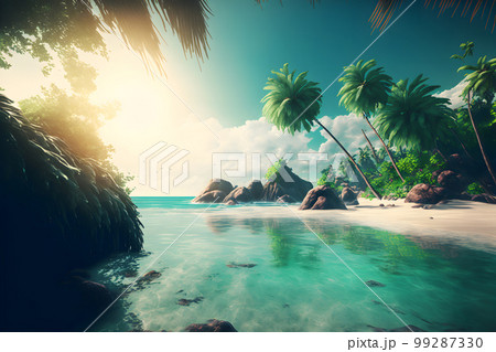 Magnificent Seychelles or Maldives mood. Luxury...のイラスト素材 [99287330 ...