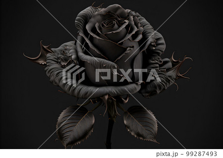 Black monochrome rose flower on deep dark background. Neural network AI generated art Black monochrome rose flower on deep dark background. Neural network AI generated art 99287493