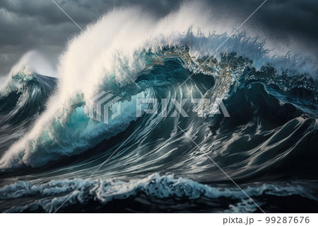 激しい波のイラスト素材 [99287676] - PIXTA