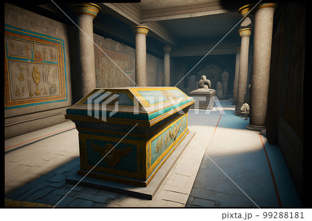 Interior of sacred tombs in pyramids from Giza, Egypt. Neural network AI generated art 99288181