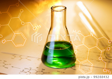 Chemical tube with reaction formula Chemical tube with reaction formula 99288432