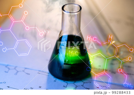 Chemical tube with reaction formula Chemical tube with reaction formula 99288433