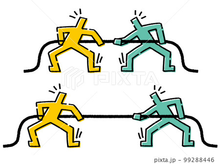 綱引きをする2人の棒人間 99288446