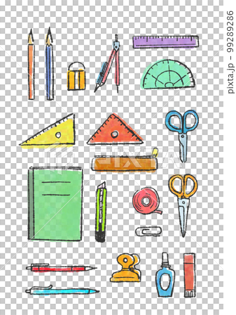 Illustration of simple and gentle colorful stationery Illustration of simple and gentle colorful stationery 99289286