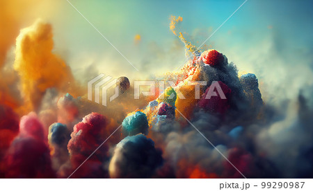 An explosion of colorful multi-colored powder. AI-generated An explosion of colorful multi-colored powder. AI-generated 99290987