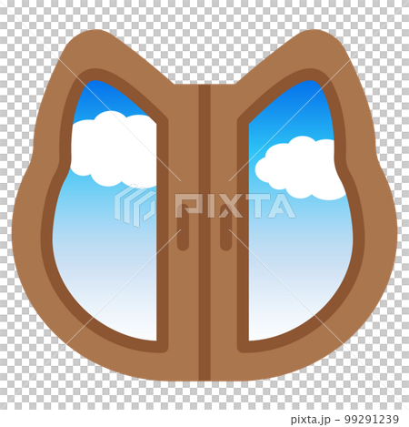 可愛貓咪的臉型窗框素材藍天 99291239