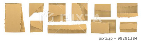 Set of torn brown cardboard pieces 99291384