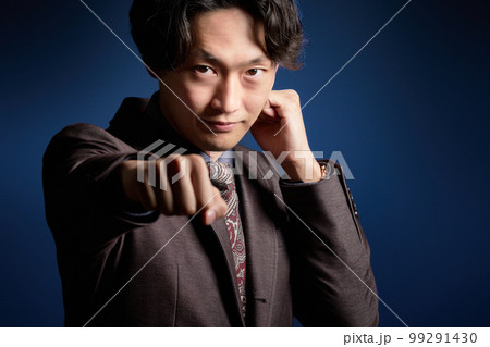 握りこぶしを向ける若いビジネスパーソン 握りこぶしを向ける若いビジネスパーソン 99291430