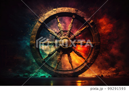 AI generated Wheel of Dharma  representing the path to liberation 99291593