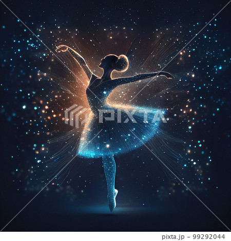 figure of a ballerina among the starry sky, AIのイラスト