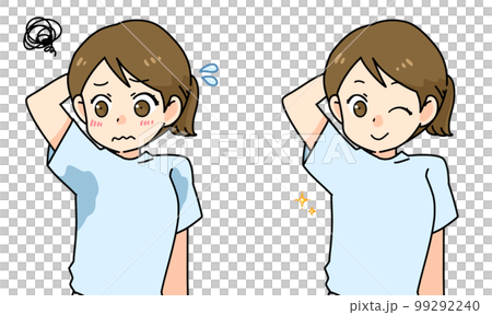 わきの汗じみが気になるTシャツの女性 99292240