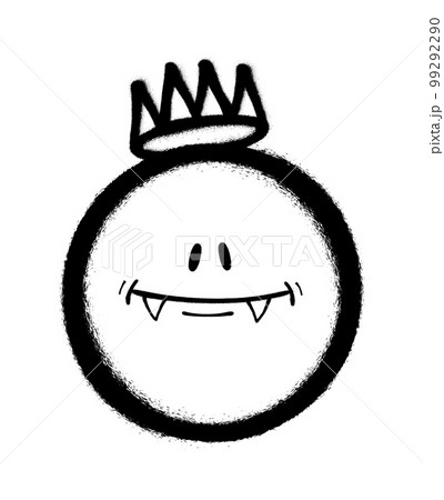 Graffiti emoticon with crown. Smiling face painted spray paint. Vector illustration Graffiti emoticon with crown. Smiling face painted spray paint. Vector illustration 99292290