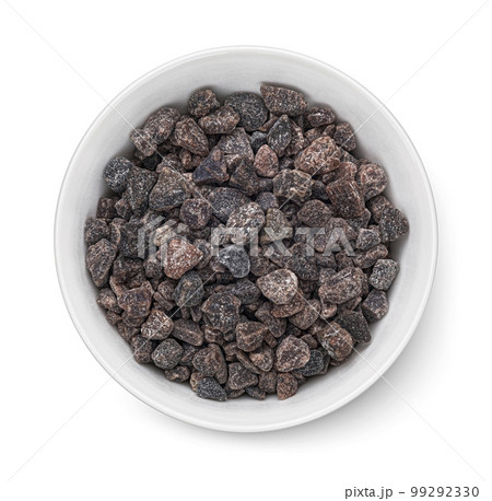 Black Himalayan salt isolated on white background, top view 99292330