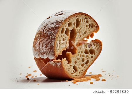 dry piece of white bread on a white background. ai_generated dry piece of white bread on a white background. ai_generated 99292380