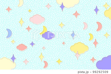月と星と雲のポップな背景 99292509