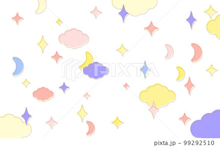 月と星と雲のポップな背景 99292510
