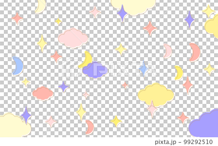 月と星と雲のポップな背景 99292510