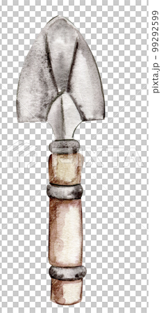 Watercolor farm garden vintage  supplies. Old rusty elements. Cute hand painted  illustration for greeting cards, prints, souvenirs,post cards. Illustartion isolated on white background. 99292599