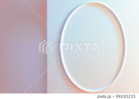 Abstract interior design with oval frame on white wall 99293235