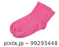 A pair of pink women's socks, lie one on top of the other, flat lay 99293448