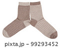 Two pairs of socks, with stripes, lie side by side, on a white background 99293452