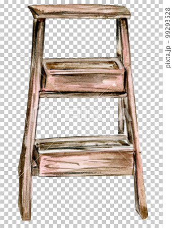 Watercolor hand drawn wooden ladder .  Cute hand painted  illustration for greeting cards, prints, souvenirs,post cards. Illustartion isolated on white background. 99293528