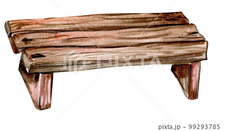 Watercolor hand drawn wooden bench . Cute hand painted illustration for greeting cards, prints, souvenirs,post cards. Illustartion isolated on white background. Watercolor hand drawn wooden bench . Cute hand painted illustration for greeting cards, prints, souvenirs,post cards. Illustartion isolated on white background. 99293785